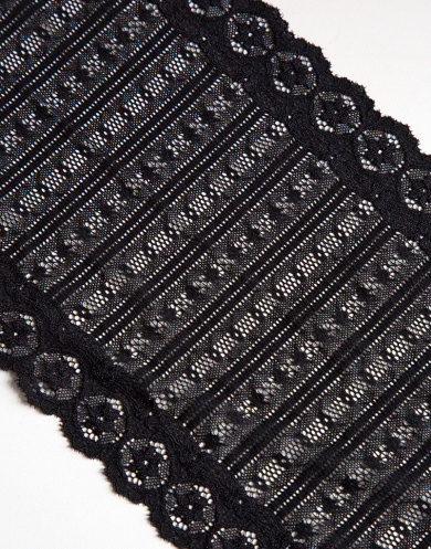 50034 Кружево эластичное цвет: Черные столбики, ширина 16,5 см