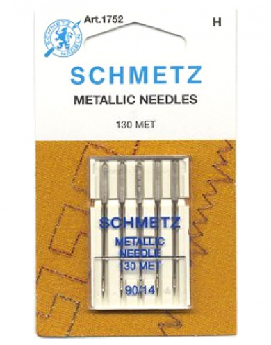 Иглы для швейных машин Schmetz 08:91.2.VDS для металлизированных нитей 130 MET NM №90, 5 шт