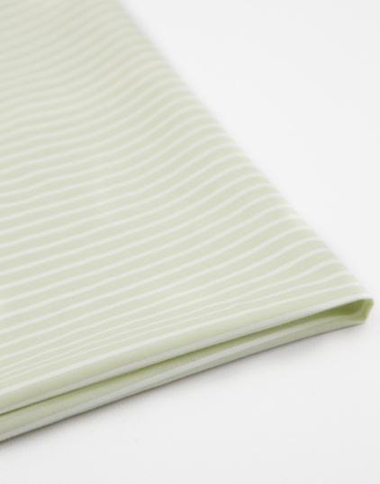 Плательно-сорочечный хлопок в бело-зелёную полоску, плотность 110 гр/м2, ширина 147 см