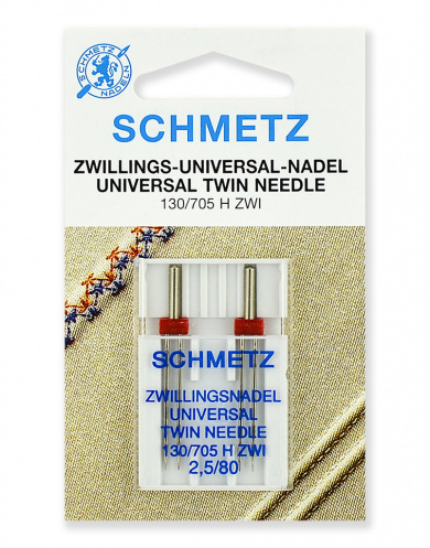 Иглы для швейных машин Schmetz 70:25.2.DCS стандартные двойные 130/705H ZWI № 80/2.5, 2 шт.