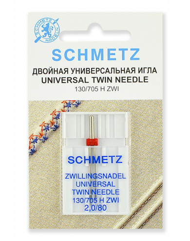 70:20.2.SCS Иглы для швейных машин Schmetz стандартные двойные 130/705H ZWI № 80/2.0, 1 шт.