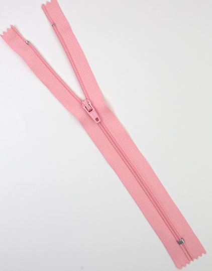 Молния пластиковая витая с металлическим замком цвет Розовый, Тип3, 20 см