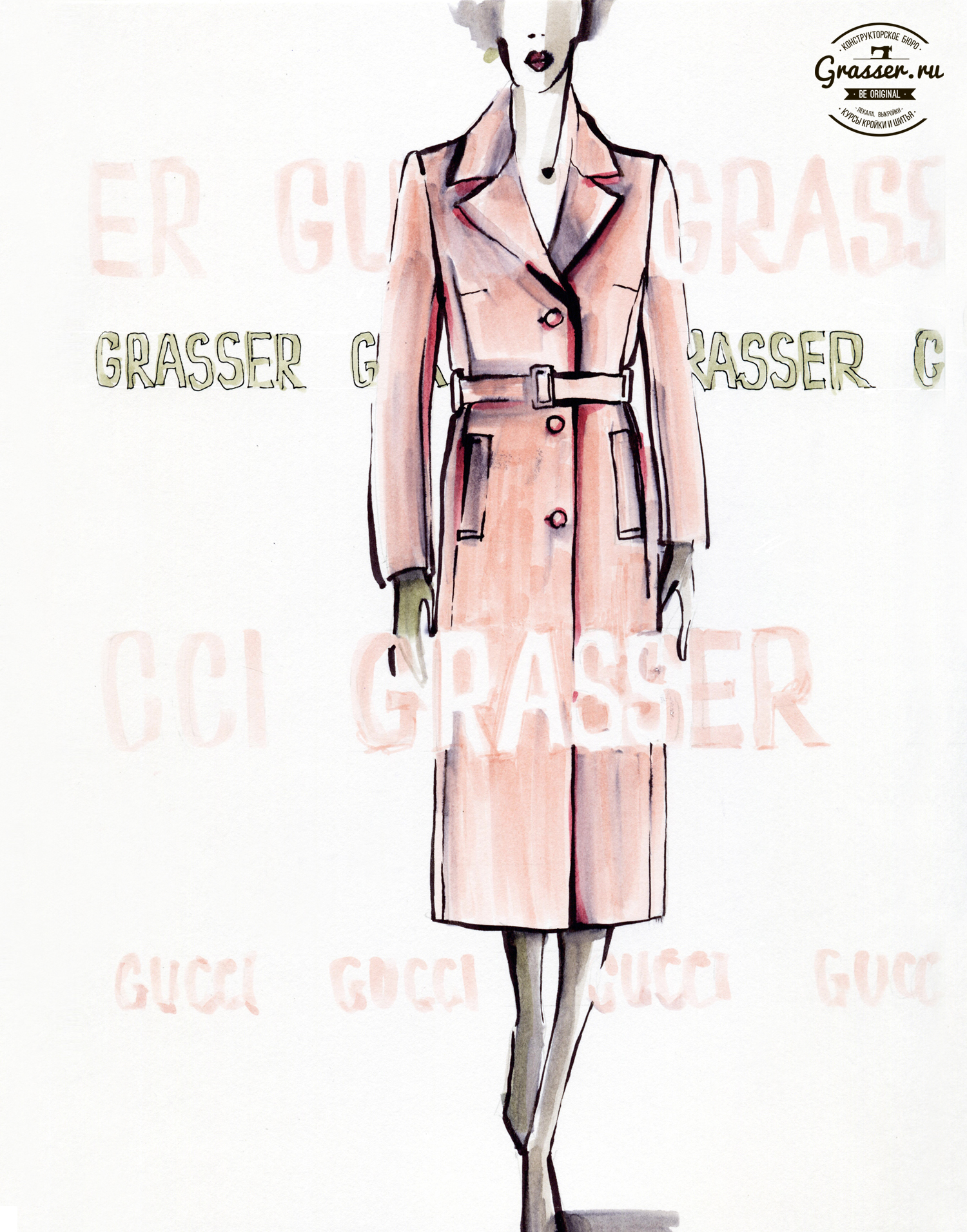 Однобортное женское пальто прямого силуэта, выкройка Grasser №518