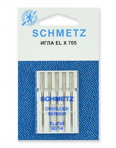 22:40.1.VDS Иглы для швейных машин Schmetz для плоскошовных машин, хромированные ELx705 CF № 90, 5 шт.