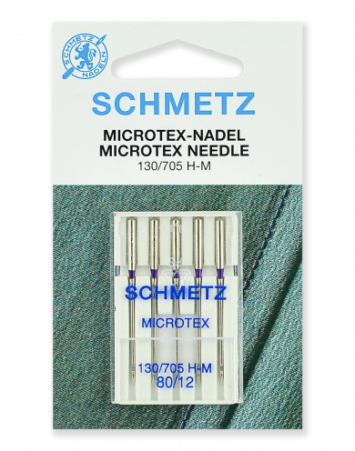 Иглы для швейных машин Schmetz 22:31.MA2.VCS микротекс (особо острые) 130/705H-M № 80, 5 шт. от Grasser