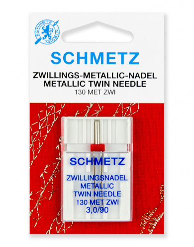 Иглы для швейных машин Schmetz 64:30.2.SDS для металлизированных нитей двойные  130 MET ZWI №90/3,0, 1 шт-1