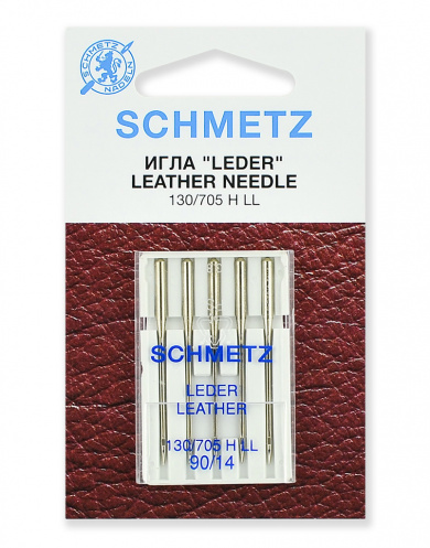 Иглы для швейных машин Schmetz 22:15.AS2.VDS для кожи 130/705H LL № 90, 5 шт.