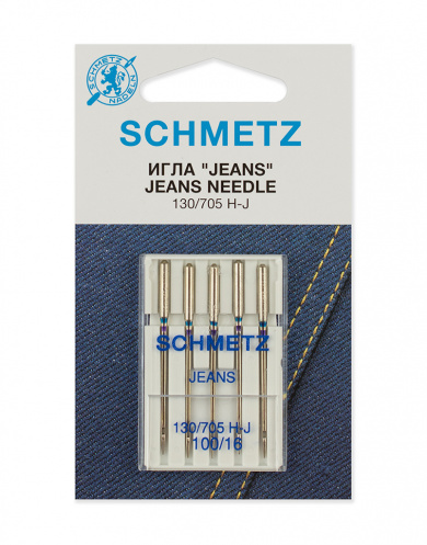 Иглы для швейных машин Schmetz 22:30.FB2.VES для джинсы 130/705H-J № 100, 5 шт.