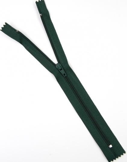 Молния пластиковая витая с металлическим замком цвет Тёмно-зелёный, Тип3, 20 см