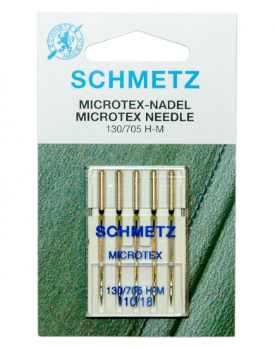 Иглы для швейных машин Schmetz 22:31.MA2.VFS микротекс (особо острые) 130/705H-M № 110, 5 шт.