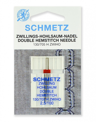 90:25.2.SES Иглы для швейных машин Schmetz для мережки двойные 130/705H ZWIHO № 100/2.5, 1 шт.