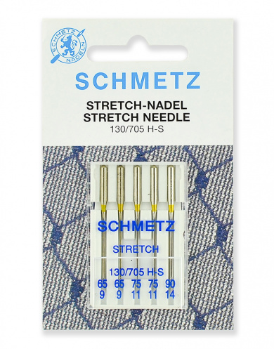 Иглы для швейных машин Schmetz 22:80.FB2.VQS стретч 130/705H-S №65 (2) 75(2), 90(1) 5 шт.