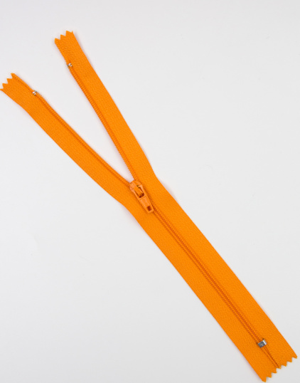Молния пластиковая витая с металлическим замком цвет Оранжевый, Тип3, 20 см