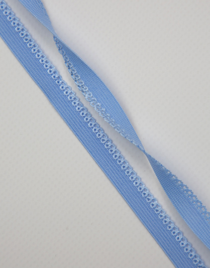 Резинка отделочная с ажурным фестоном цвет Спокойный голубой 10 мм