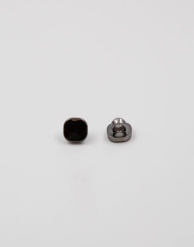 58112 Пуговица пластиковая на ножке 9 мм цвет Чёрный с тёмным серебром