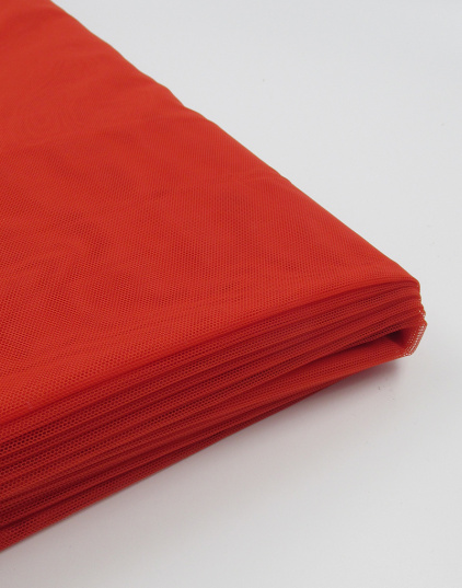 80602 Бюстовая неэластичная сетка (крупная ячейка) цвет Морковно-красный 45гр/м2, ширина 180 см