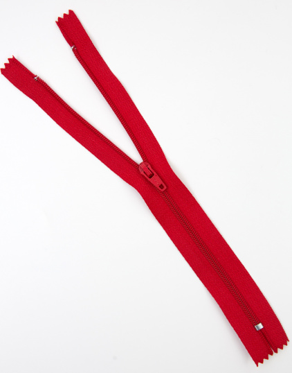 Молния пластиковая витая с металлическим замком цвет Красный, Тип3, 20 см