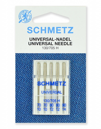 Иглы для швейных машин Schmetz 22:15.2.VHS стандартные 130/705H № 70(2),80(2),90, 5 шт.